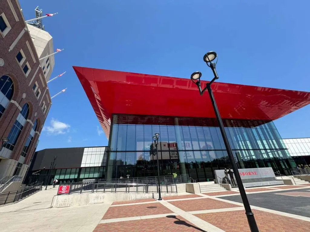 UNL Stadium Expansion — ACM installation across the canopy fascia, soffit and exterior elevations. (3/15)