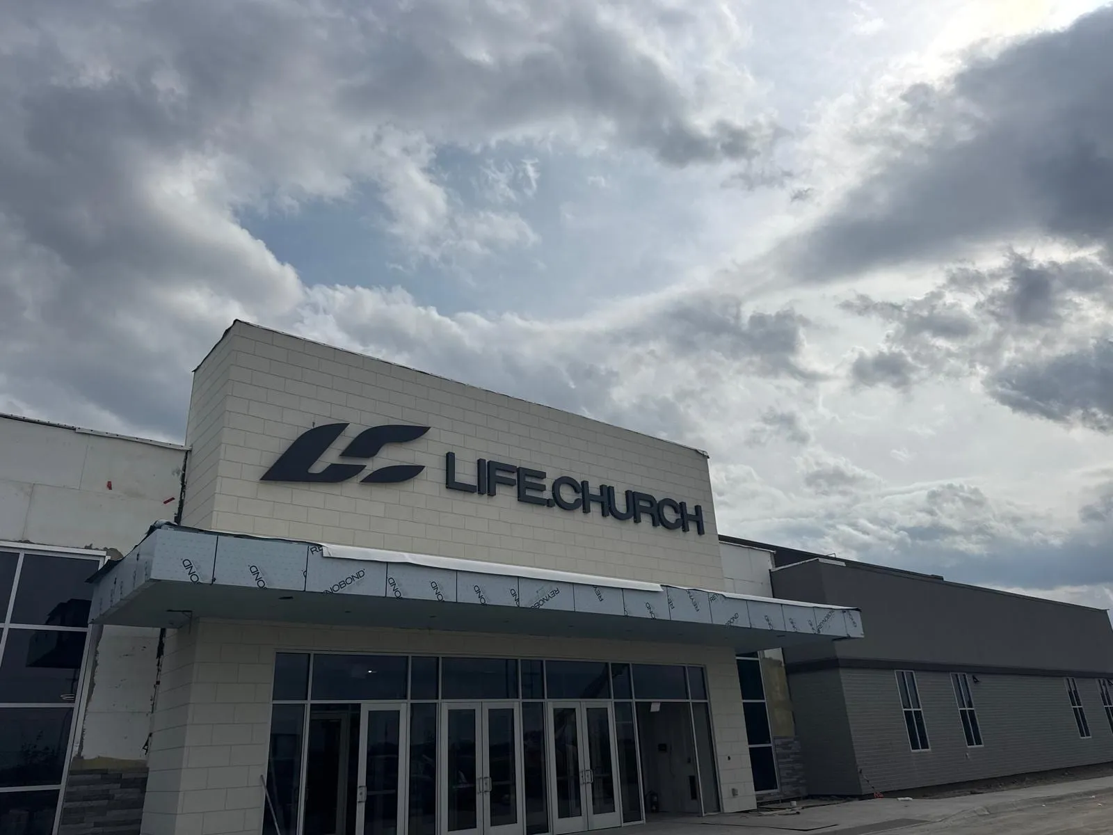 Life Church — Installation of both exterior cladding systems: ACM and Nichiha AWP 3030. (8/11)